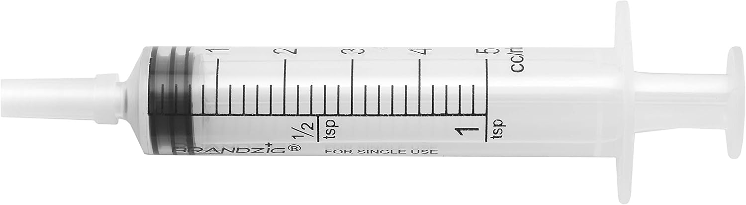 5ml Syringe with Cap (100 Pack) | Oral Dispenser Without Needle, Luer Slip Tip, | Individually Wrapped Medicine Dropper for Infants & Pets: Health & Personal Care