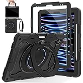 ROISKIN for iPad Pro 12.9 -Inch Case (6th, 5th, 4th & 3rd Gen)with HD Screen Protector, 360 Stand, Handle, Pencil Holder,Shoulder Strap[15ft Drop Protection]Rugged Bulky Full Body 12.9 iPad Pro Case