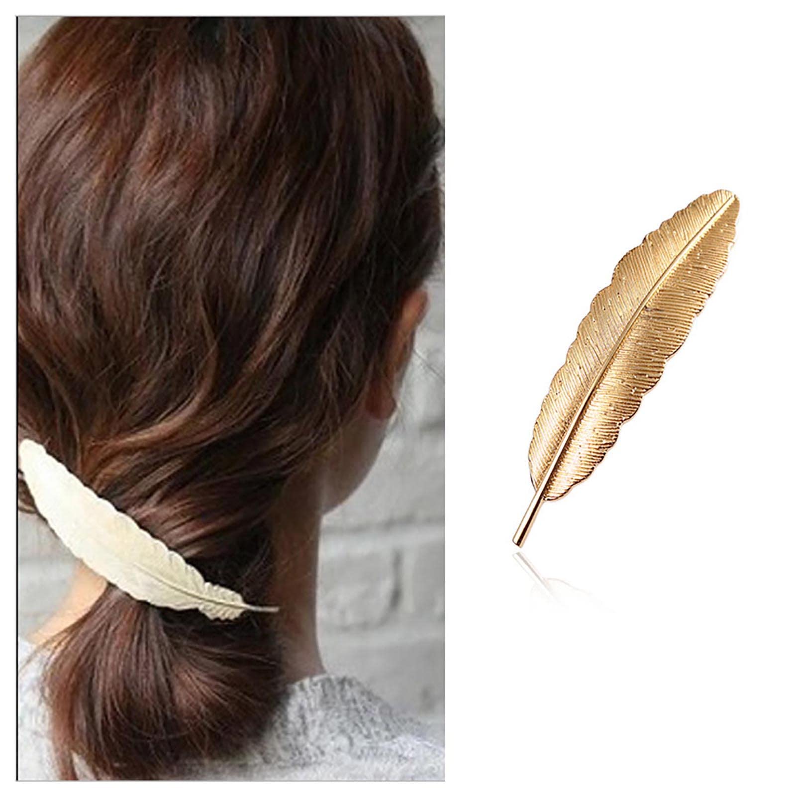 Inilbran Vintage Leaf Hair Clip Barrettes Gold Leaf Feather Hair Barrettes Leaf Barrette Head Clips Leaf Hair Pin Decorative Headwear French Hair Accessories for Women and Girls Headdress