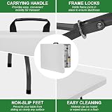 Rainberg 6ft Folding Table with Handle Heavy Duty Metal Frame Waterproof Top view 7