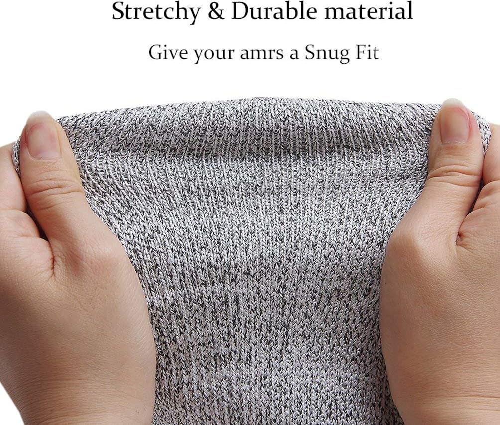 Cut Resistant Sleeves with Thumb Hole, Level 5 Protection, Slash Resistant Safety Protective Arm Sleeves, 17 inch, Grey Black (1 Pair) - - 