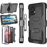 Njjex for Moto G Power 5G 2024 Case, for Motorola G Power 5G 2024 Phone Holster, [Nbeck] Shockproof Heavy Duty Built-in Screen Protector Rugged Swivel Belt Clip Kickstand Hard Shell Cover [Black]