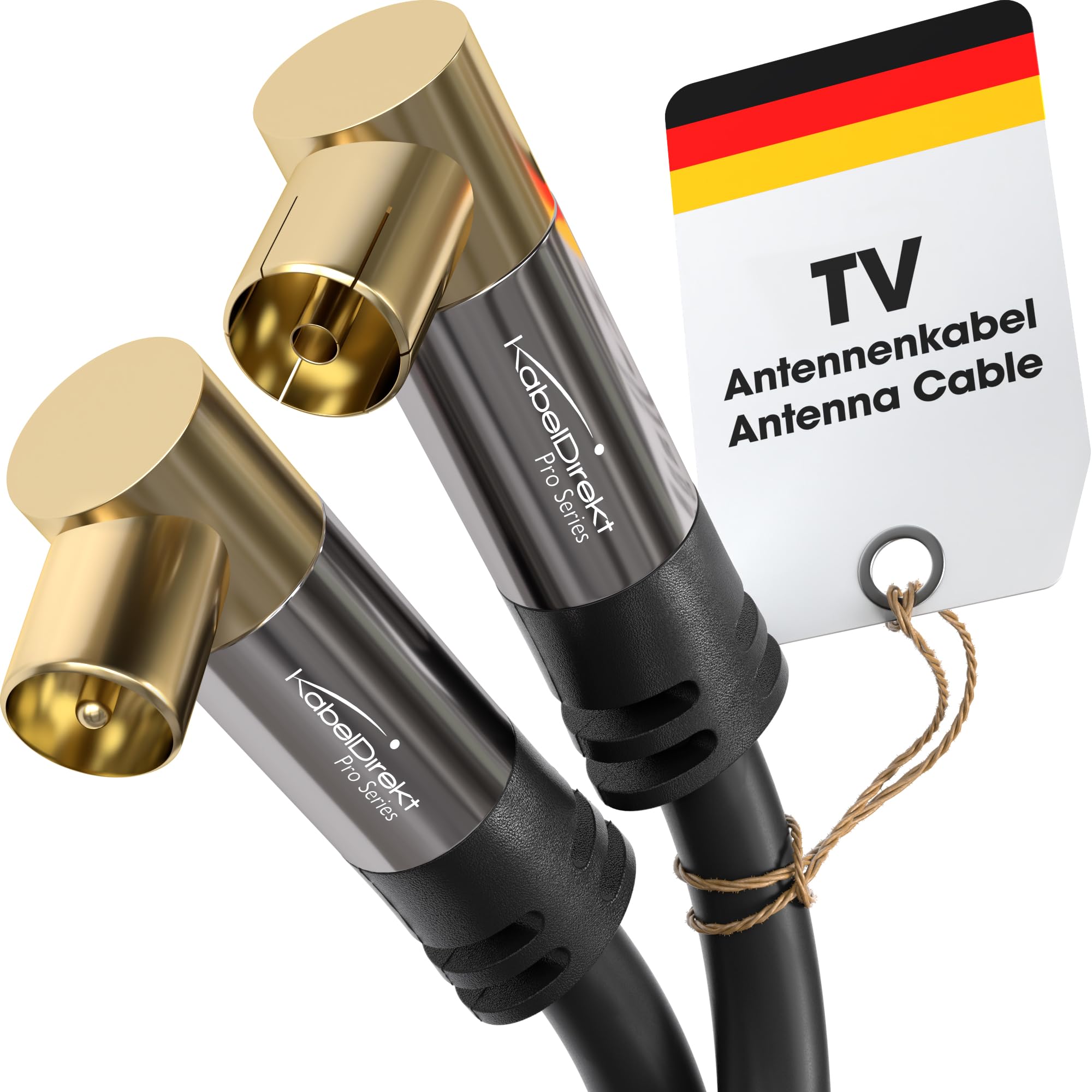 KabelDirekt – 4K TV Aerial Cable, Coaxial Cable, 90° Angled – 3m – Digital & Analogue – Available in 0.5-20m (Angled Plug/Socket, DVB-C/DVB-T/DVB-S, black)