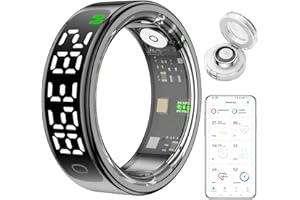 Smart Ring with Sleep Monitoring,Smart Ring Health Tracker for Men with Display Screen,5ATM Waterproof Fitness Ring with Wire