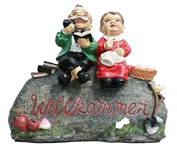 Dekofigur Garten Willkommen Schild Oma und Opa Dekoration Deko Haustür