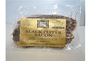 MEAT CRAFTERS MeatCrafters Black Pepper Bacon, Thick Cut Sliced Bacon, Small Batch, Free Range, Duroc Pork Belly, Gluten-Free, Cured, 1lb (4 Pack)