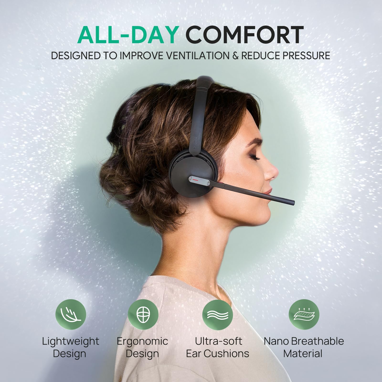 Yealink DECT&Bluetooth Wireless Headset WH64, Kabellos Headset mit Mikrofon 5
