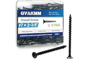GVAKMM 0.75LB (118pcs),#7x2-3/8''Drywall Screws,Black Wood Screws,Coarse Thread,Phillips Bugle Head,Sharp Point,Long Screws for Wood,Sheetrock and More (2-3/8 Inch,60mm,118pcs)