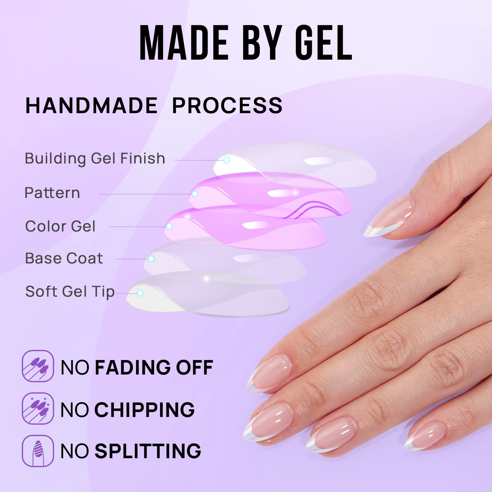 BTArtbox French Tip Press On Nails - White Press On Nails Almond, Short Fake Nails with Nail Glue, Fit Perfectly & Natural Reusable Stick on Nails in 16 Sizes, Mermaid - Image 4
