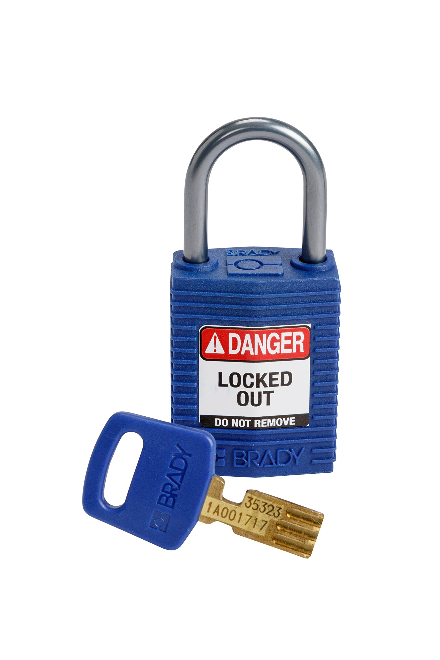 Brady CPT-BLU-25AL-KD SafeKey Padlock, Blue, 2.6 in H x 1.25 in W x 0.75 in D
