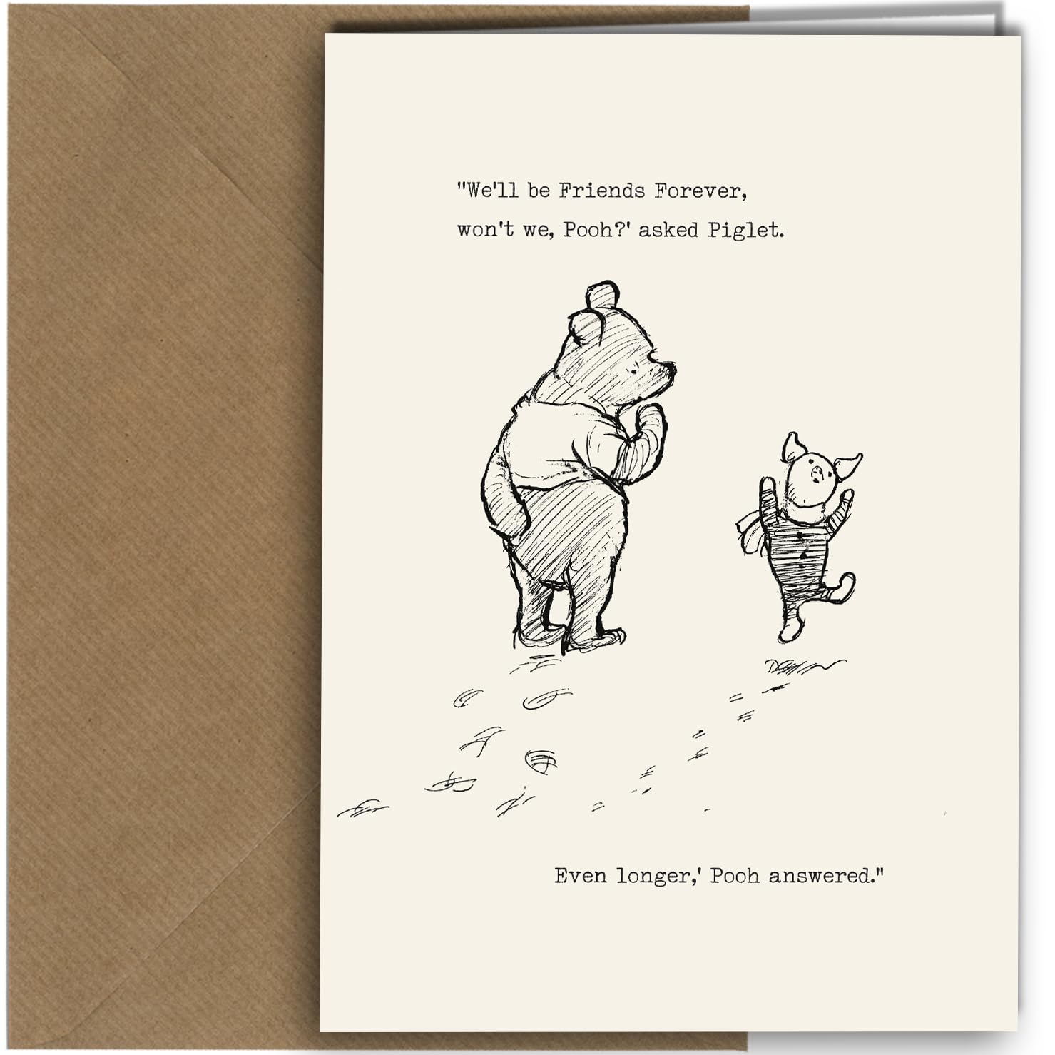 Pooh and Piglet Birthday Friendship Valentine Anniversary Card We'll be friends forever Inspired Winnie Fans #1341