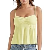 OMKAGI Cute Peplum Camisole Tops for Women Built in Bra Sleeveless Going Out Tank Top