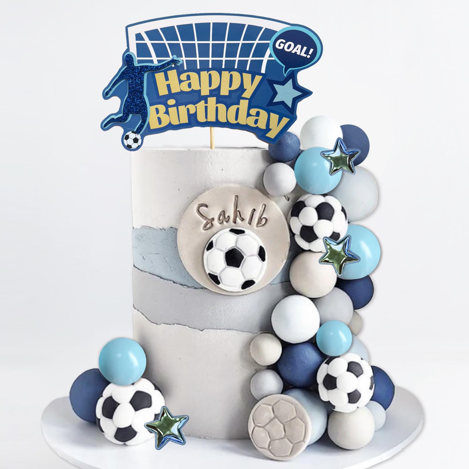 Photo 1 of 35Pcs Soccer Cake Topper Soccer Ball Cake Decorations Soccer Player Happy Birthday Cake Insert Toppers with Colorful Balls Soccer Model for Men Boy Soccer Football Sport Theme Birthday Party Supplies