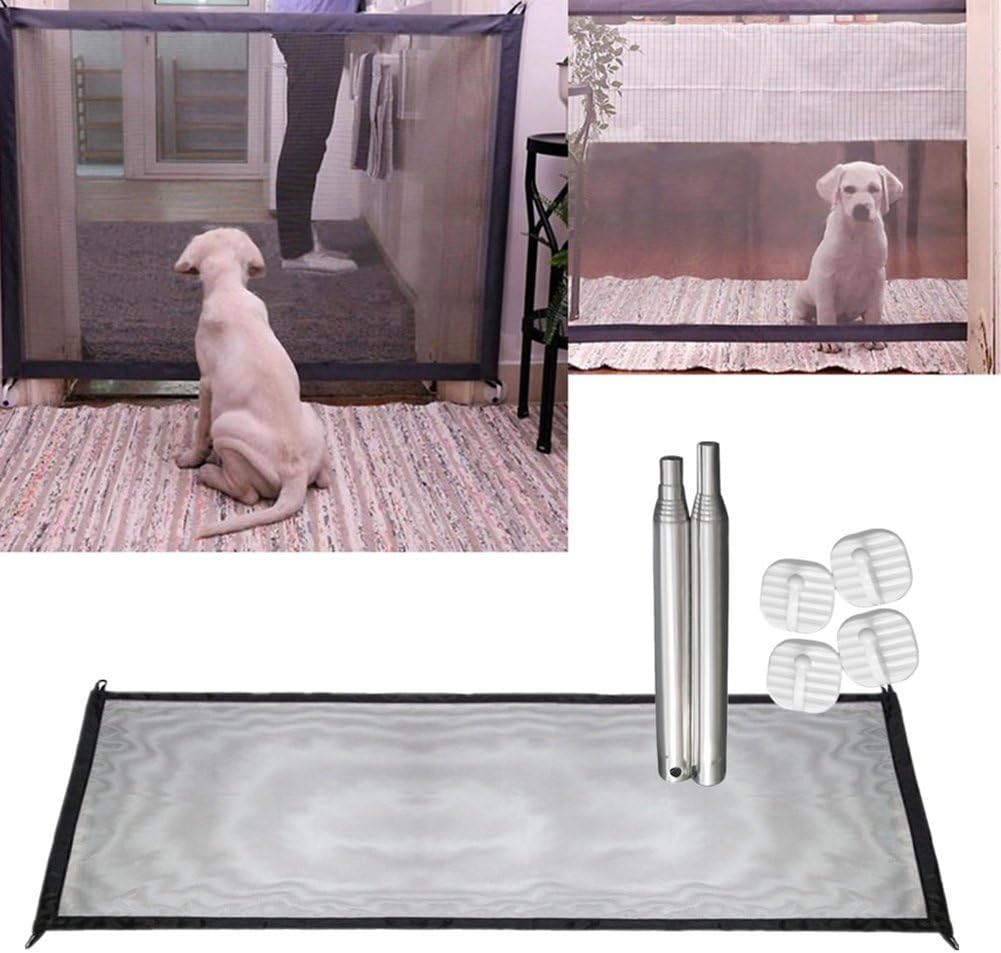 Magic-Gate Portable Folding Safe Guard Isolated Net Install Anywhere,Animals Favorite Pet Retractable Security Fence Protection (Black)