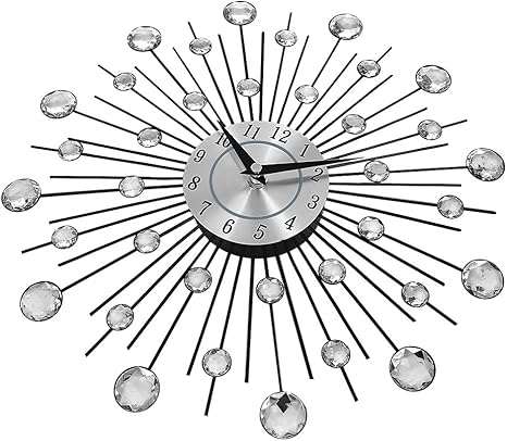 reloj de pared grande de cristal decorativo sunburst de lujo moderno de metal 3d silencioso para decoracion de arte del hogar decoracion de
