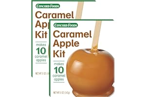 Concord Foods Caramel Apple Kit: Fall Favorite Treat - Indulge in Chewy Caramel Apples! Makes 10 Caramel Apples per Box, 5 oz (Pack of 2)