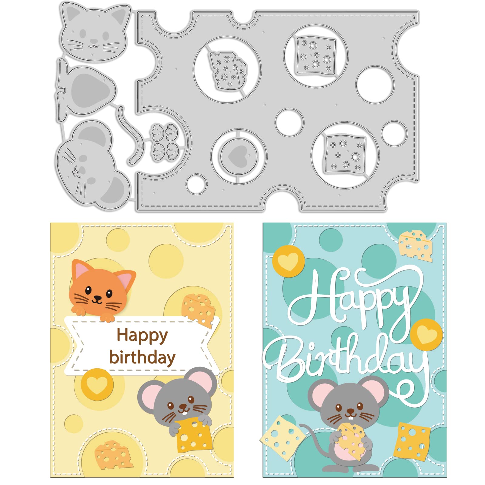 GLOBLELAND Cheese Background Cutting Dies Metal Mice Embossing Stencils Die Cuts for Paper Card Making Decoration DIY Scrapbooking Album Craft Decor