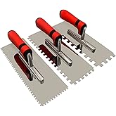 Tile Tools Stainless Steel Square Notched Trowel Set 3 PC (Notch Size: 5/32" & 5/16" & 1/2") Masonry Hand Kit for Wall Floor Tiling Installation
