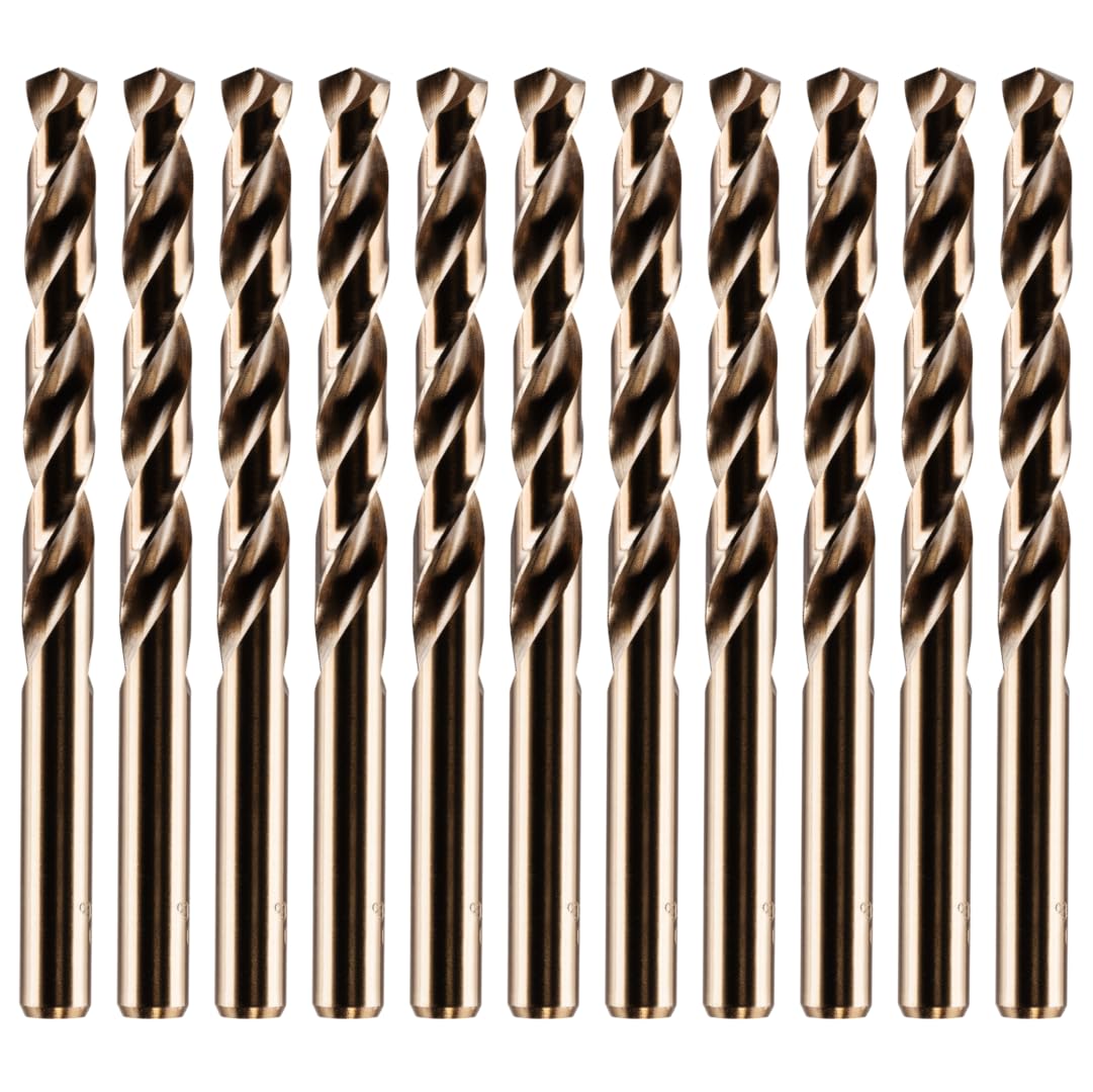 Rennie Tools - Box of 10 x 6.8mm (17/64") HSS Gold Cobalt Jobber Drill Bit Set For Stainless Steel, Hard Metals, Aluminium, Cast Iron, Copper. Twist Drill Bit Sets In A Box. 6.8mm Drill Bit Set