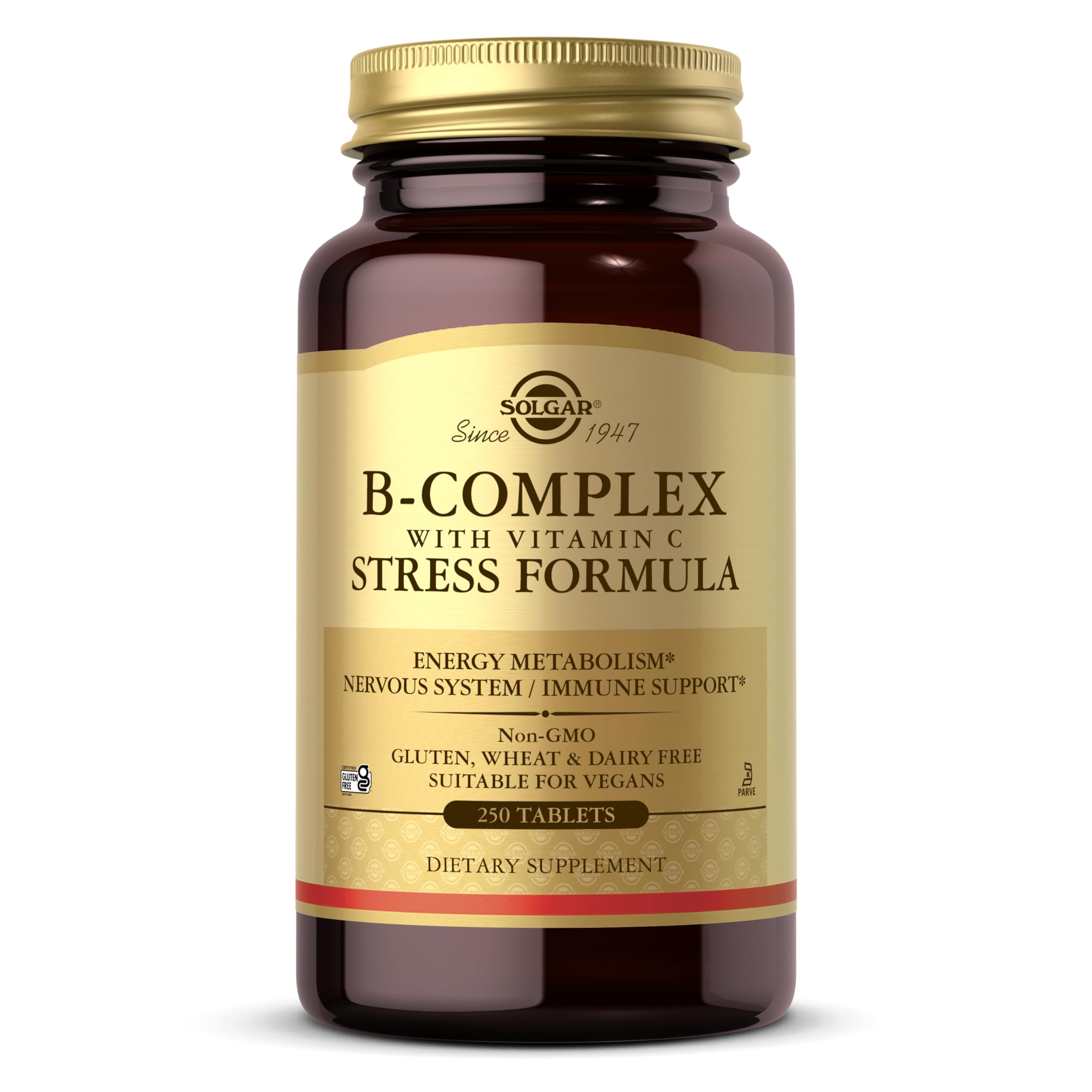 Solgar Vitamin B-Complex with Vitamin C Tablets - Pack of 250 - High Strength B-Complex - Energy, Immune and Nervous System Support - Vegan, Gluten Free and Kosher