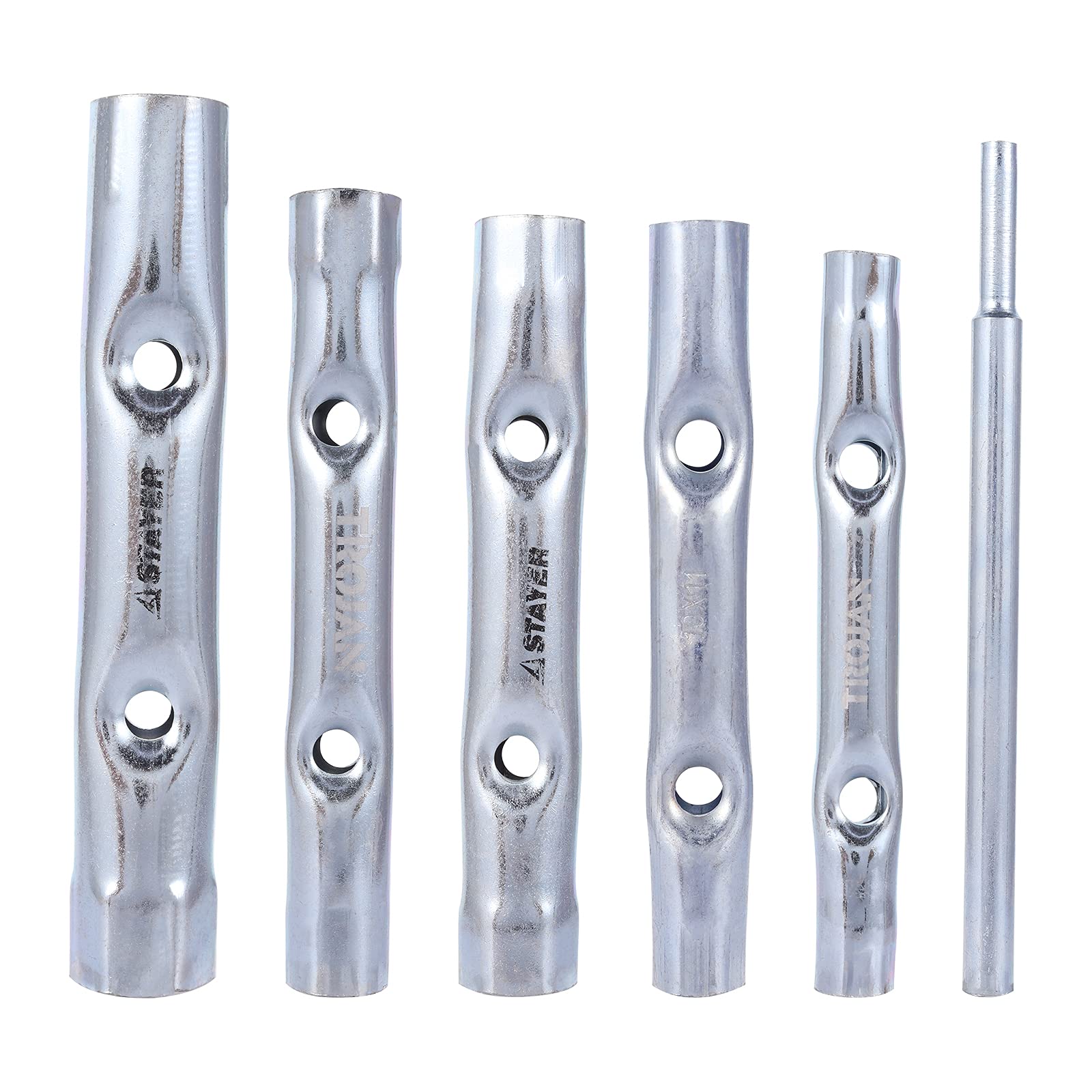 Photo 1 of ELIUNG 6Pcs Dual-Ended Wrench 8-17mm, Socket Plumber Back Nut Tap Spark Plug Spanner Set Extended Spark Plug Wrench Set Dual Purpose Hollow Hexagonal Threaded Sleeve Tool