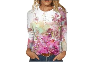 BARNRAE Vintage Tees for Women Women's Fashion Casual Round Neck Long Sleeve Printed T-Shirt Top