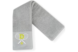 CybGene Embroidered Tennis Towel, Funny Tennis Gift for Men, Women & Lovers, Soft & Absorbent, Gray, Initial D
