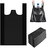 Sopoloray 400Pcs 25.5"X 15.7"Plastic T Shirt Bags with Handles,25 MIC Heavy Duty Black Grocery Bags,Large Disposable Plastic Bags for Shopping Restaurant Retail Grocery Stores