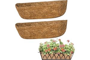 Mxespoir 2Pcs Coco Liners for Planters, Pre-Formed Trough Coconut Fiber Liner Replacement for Window Box, Fence Flower Baskets, Garden Flower Pot (24 inch-2PCS)