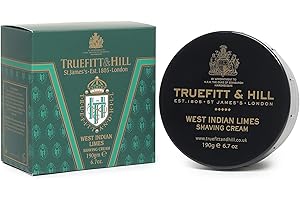Truefitt & Hill Shaving Cream Bowl - West Indian Limes - Premium Glycerin-Based Lather, Smooth Glide, and Hydration for a Luxurious Shave - 6.7 oz