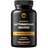 Lactobacillus Reuteri Probiotic Supplement 30 Billion CFU 240 Tablets Probiotics for Men & Women Supports Digestive & Gut Health Vegan Friendly Gluten Free Non-GMO (240, Lactobacillus Reuteri)