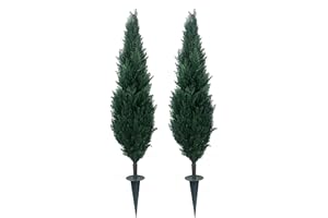 ARTIFICIAL TREE WAREHOUSE Artificial 4' Cedar Cypress 4 Foot Spruce Evergreen Tree Bush Plant Two UV Rated Indoor Outdoor with Spikes. Push Them into The Gound or in a Pot. The Branches can be Bent Down for a Wider Look