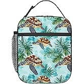 SIUKUS Sea Turtle Lunch Box,Reusable Tropical Ocean and Palm Leaf Design Insulated Lunchbag Gifts for Kids,Women,Men,Polyester Cooler Lunchbox for School,Work,Picnic,Travel,Beach