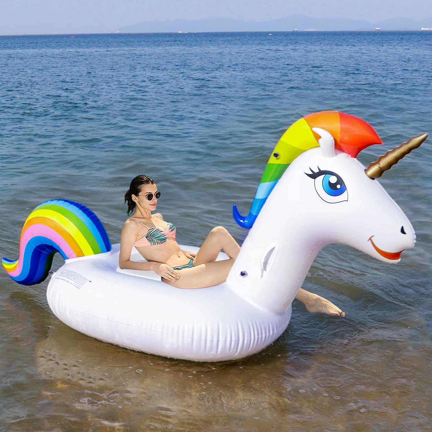 SENMI Inflatable Unicorn Pool Float - Giant Unicorn Inflatable Pool Float Swimming Pool Inflatables with 3 Fast Valves Inflatable Swimming Pool Toys for Kids Adults