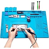 Spurtar Soldering Mat Large, 17.7" x 11.8" Silicone Repair Mat Heat Resistant 932°F Magnetic Silicone Work Pad for Electronic