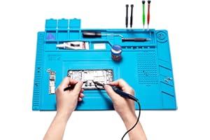 Spurtar Soldering Mat Large, 17.7" x 11.8" Silicone Repair Mat Heat Resistant 932°F Magnetic Silicone Work Pad for Electronic