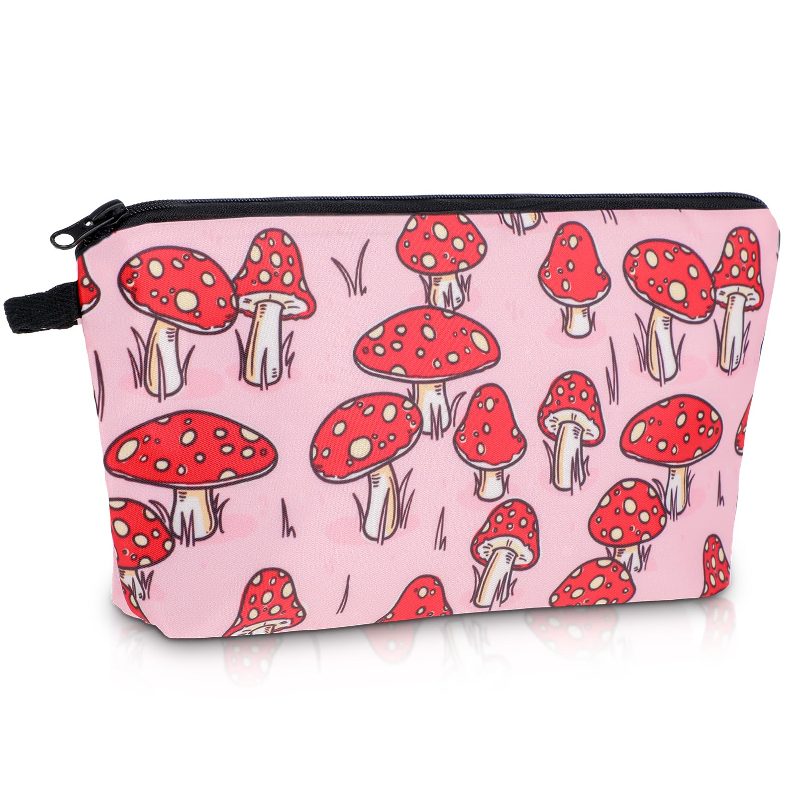 cobee Hippie Mushrooms Cosmetic Bags, Large Capacity Makeup Bag Waterproof Zipper Travel Toiletry Bag Funky Floral Makeup Organizer Pouch Mini Boho Clutch Bag for Women Grils, 8.6" x 5.5"(Mushroom-B) — image 1