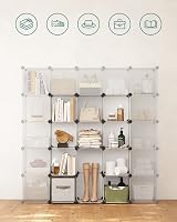 SONGMICS Shoe Rack LPC44L 16 Cubes Storage Rack White Semi-Transparent Large view 7