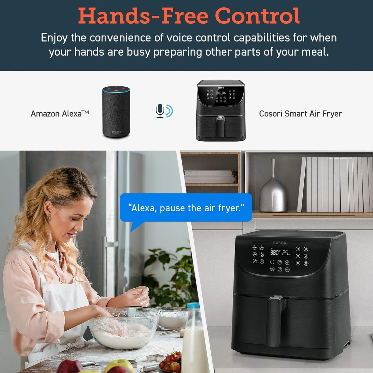COSORI Smart WiFi Air Fryer 5.8QT(100 Recipes), Digital Touchscreen with 11 Cooking Presets for Air Frying, Roasting & Keep Warm ,Preheat & Shake Remind, Works with Alexa & Google Assistant,1700W: Kitchen & Dining