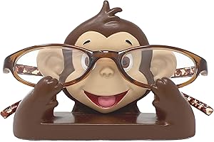 JewelryNanny Fun Animal Eyeglass Holder Stand - Securely Hold Eyeglasses, Adult Reading Glasses like Glasses Organizer for Desk, Bedside Nightstand - Monkey