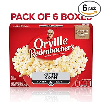 Orville Redenbachers Kettle Corn Microwave Popcorn, 3.28 Ounce Classic Bag, 6-Count, Pack of 6