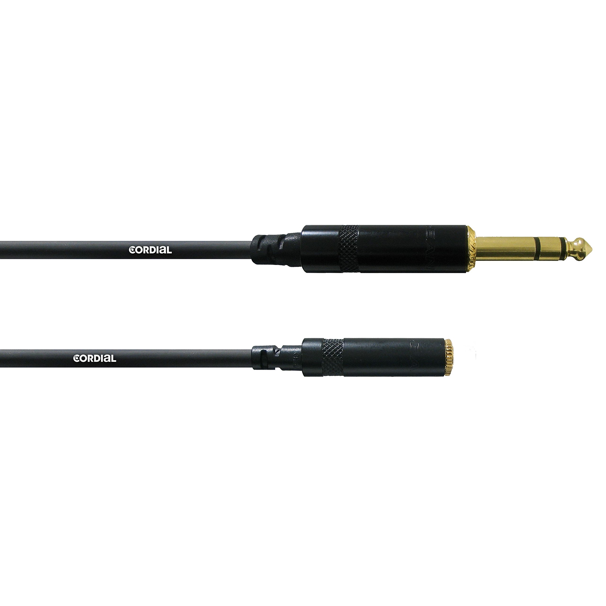 Cordial CFM 3 VY Microphone Cable Jack 6.3 mm Stereo Gold/Female Jack 3.5 mm Stereo Gold/Length 3 m