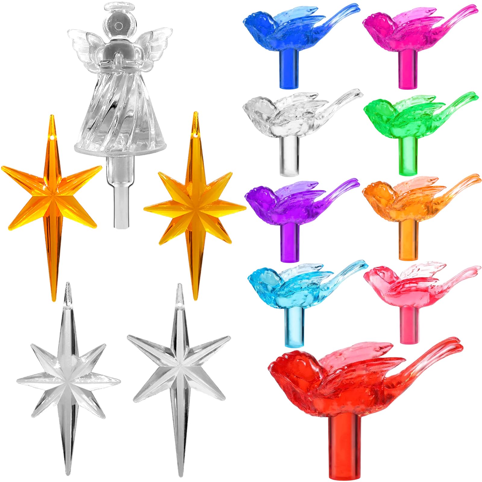 Photo 1 of 137Pcs Ceramic Christmas Tree 9 Lovely Colors Bird Replacement Bulbs Lights ?1 Angel/4 Stars Tree Topper Ornament for Ceramic Tree Décor - Medium Plastic Pegs.