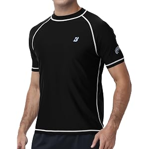 Roadbox Swim Shirts for Men, UPF 50+ Short Sleeve Rash Guard, UV Sun Protection Quick Dry Water T-Shirt for Surfing and Beach