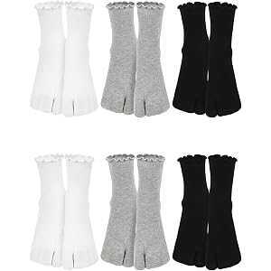 BOARDFEB 6 Pairs Japanese Toes Separated Socks for Men Women Unisex