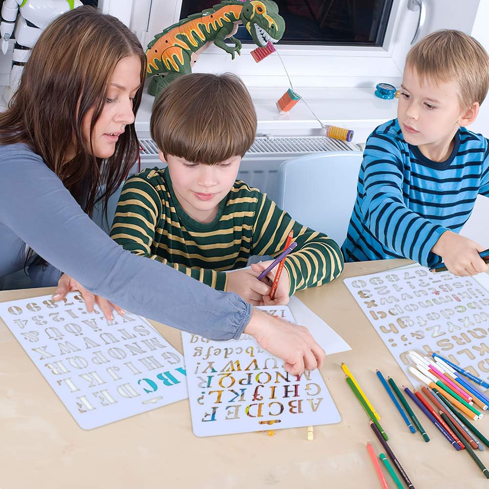 UCEC 6 PCS Letter and Number Stencils, 8.2x12.2 Inch Alphabet Stencils Reusable Template Sets for Bullet Journal Supplies, Card, Scrapbooking and DIY Craft Projects : Kitchen & Dining