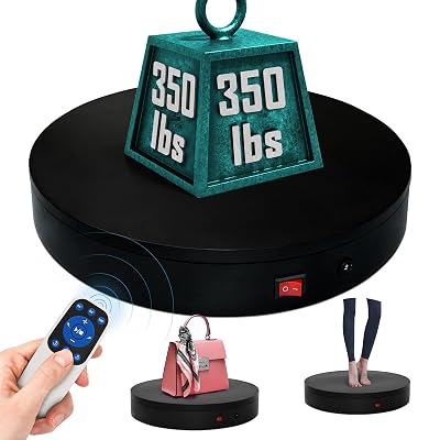 ComXim 12.6Inch/350lbs Capacity Electric Motorized Turntable,Remote Rotating Display Stand ,Large Rotating Platform,Photography Turntable,Heavy Duty Display Turntables for Photography,3D Scanner,Exhibition