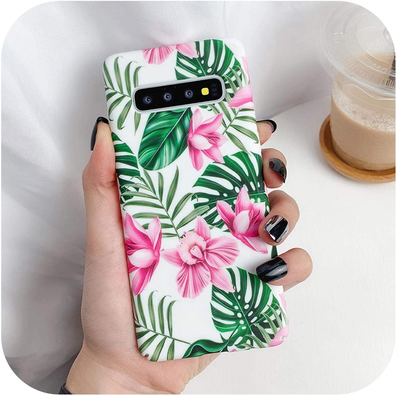 Luminous Phone Case Compatible for Samsung Galaxy Note 10 A50 A70 S10e S10 Plus S8 S9 Plus Vintage Flower Leaf Hard PC Back Cover-b-Compatible for A7 2018 A750