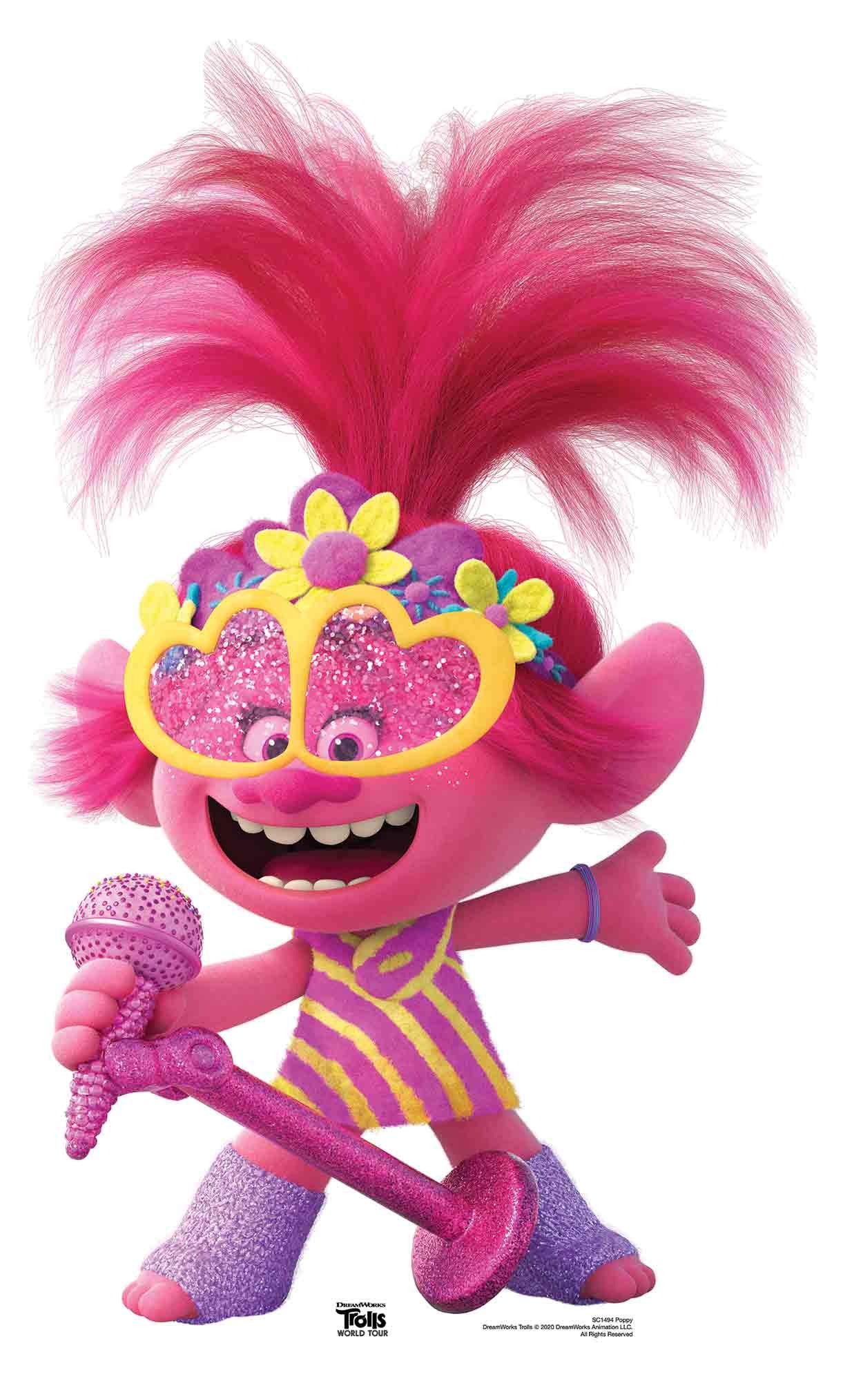SC1494 Star Cutouts Poppy Trolls MINI Microphone Heart Glasses Height 95cm Width 58cm
