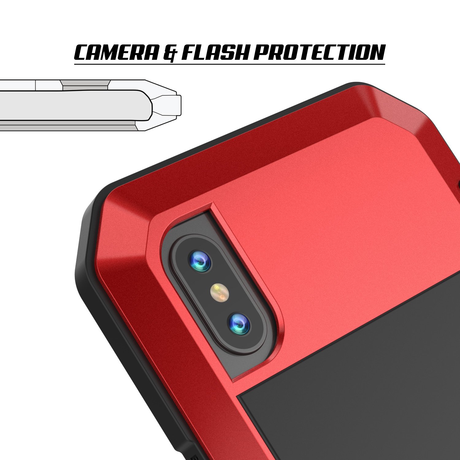 Punkcase iPhone XR Metal Case, Heavy Duty Military Grade Rugged Armor Cover [Shock Proof] Hard Aluminum & TPU Design W/Tempered Glass Screen Protector Compatible W/Apple iPhone XR [Red]